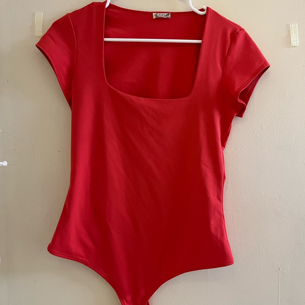 Free People short sleeved square-neck bodysuit